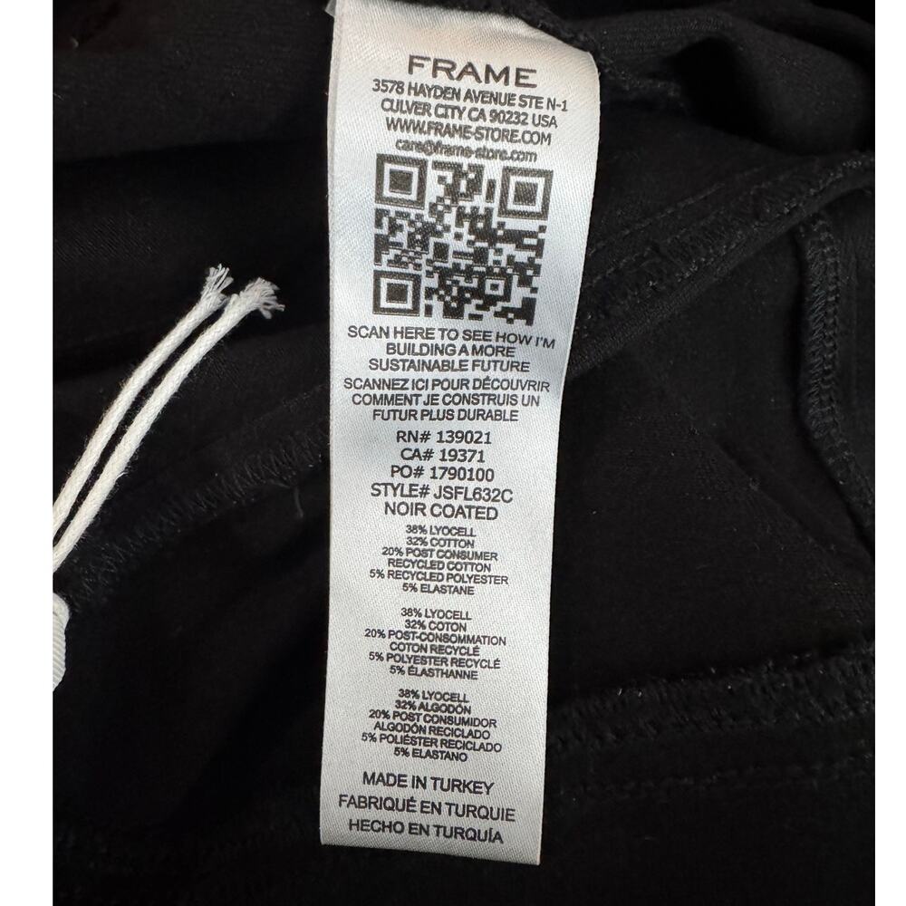 FRAME NWT $228 JetSet Coated Hi Rise Black Flare Pull-on Jean Size 2 - Picture 9 of 10